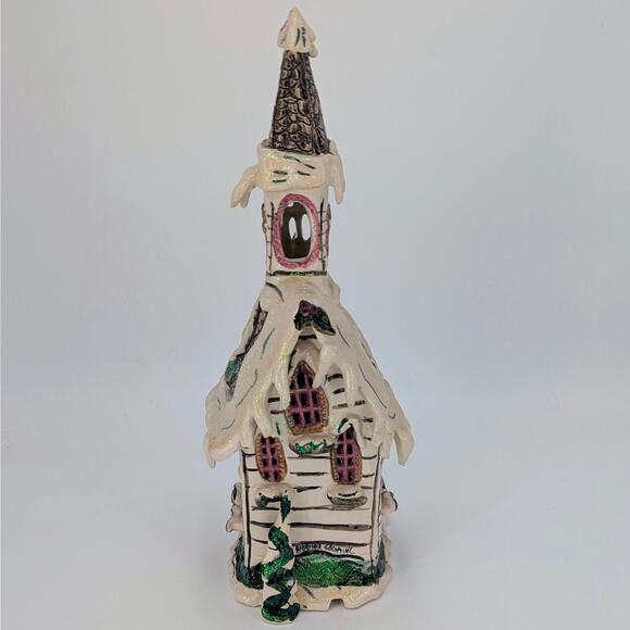 Heather Goldminc Christmas Church Tealight Holder Come All Ye Faithful Blue Sky - Picture 4 of 14